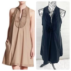 BCBGmaxazria Ruffle Racerback A-Line Cotton Blend Dress